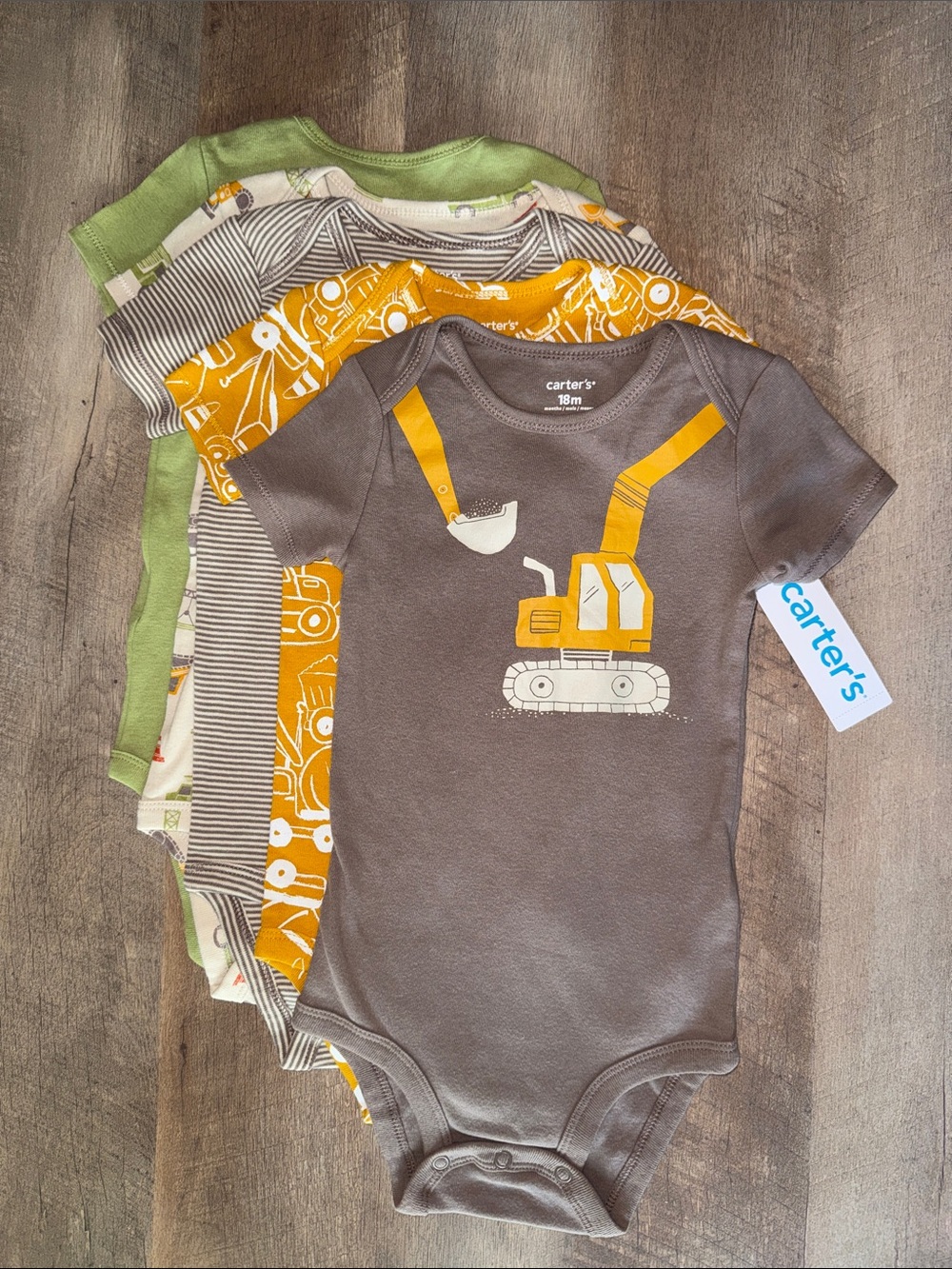 Carter's Bundle NWT of 5 Baby Boy Excavator Construction Onesies (18M)